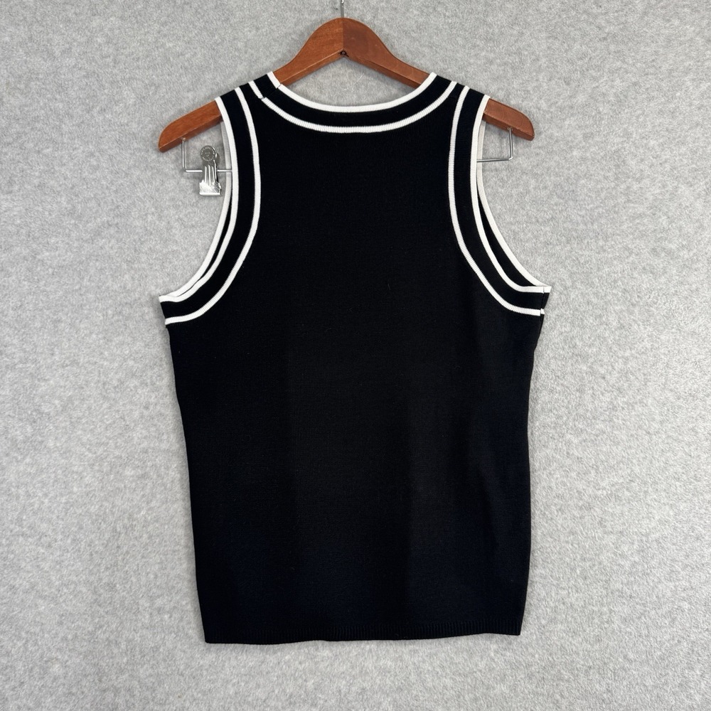 Cable & Gauge‎ Sweater Tank Top Size Large NWT Black White Stripe Knit $48 - Picture 10 of 12